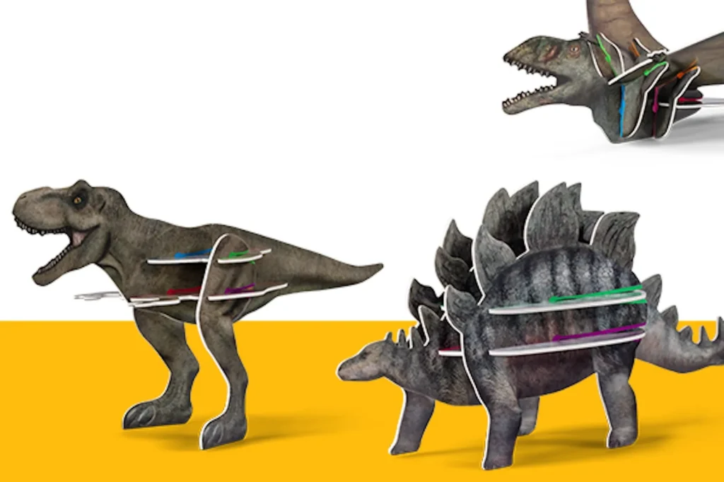 a dinosaur model with a bunch of pens on it mcdonalds toys