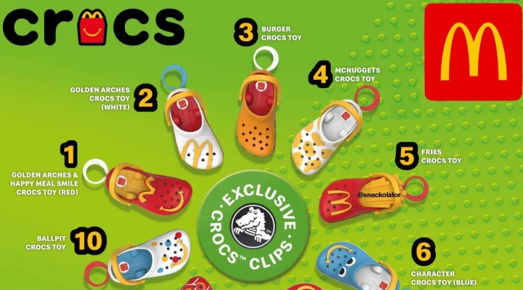 a group of shoes on a green background McDonald's Toys